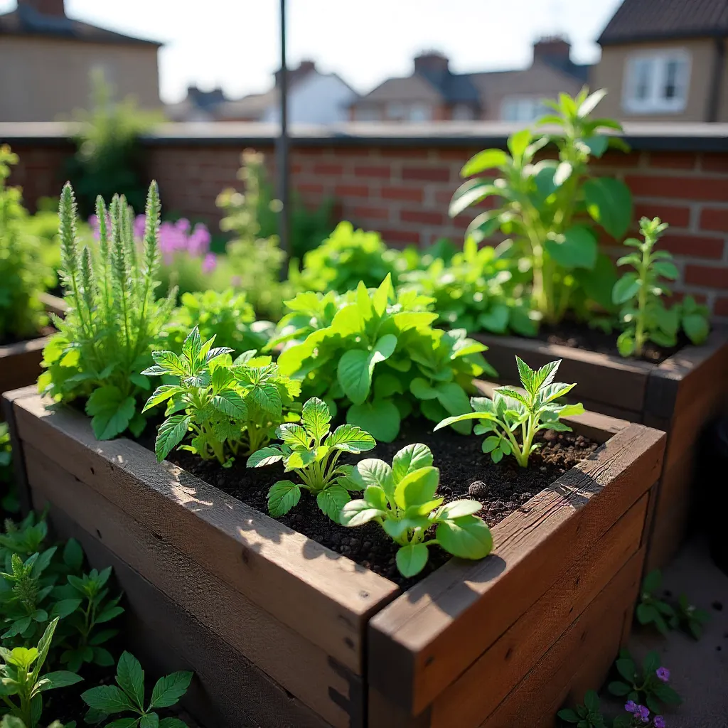 Balcony with stacked containers
