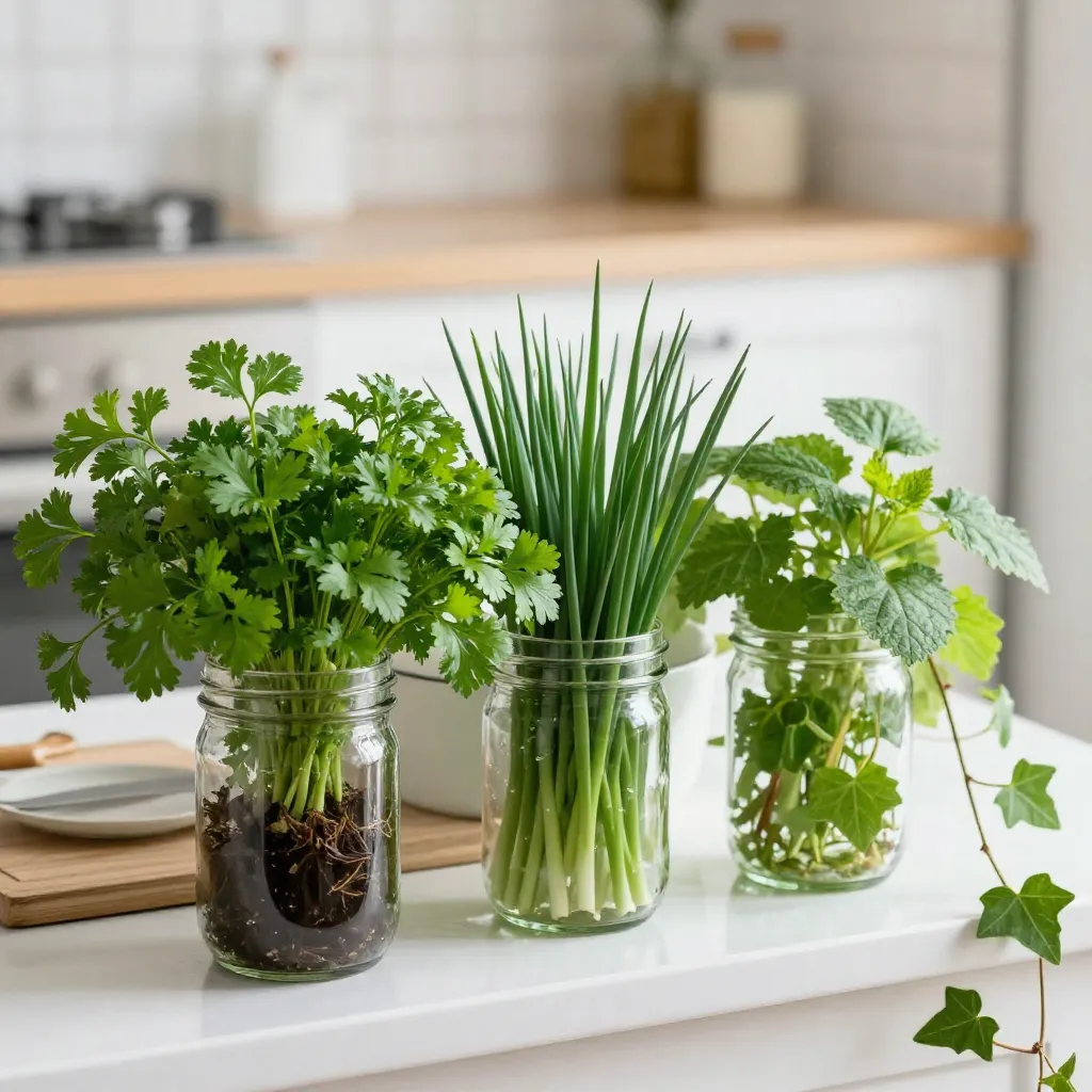 Natural herb garden display